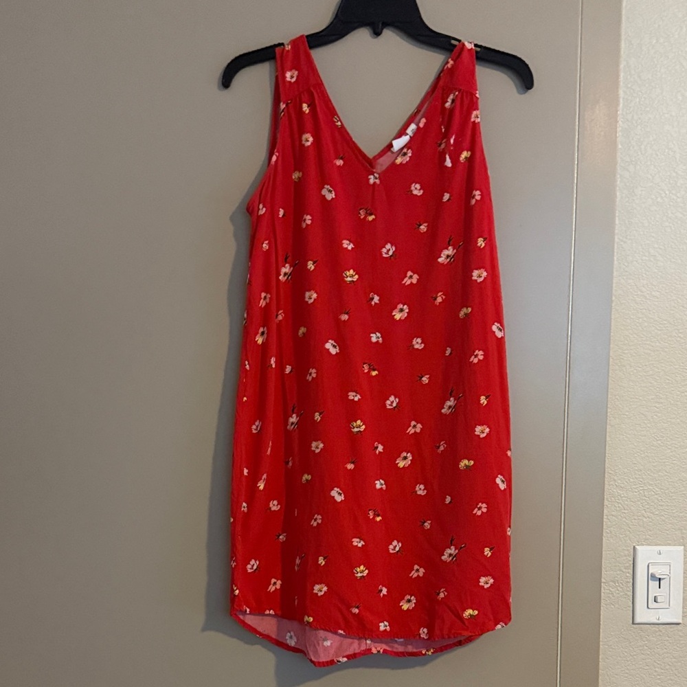 Red Floral Sleeveless Dress